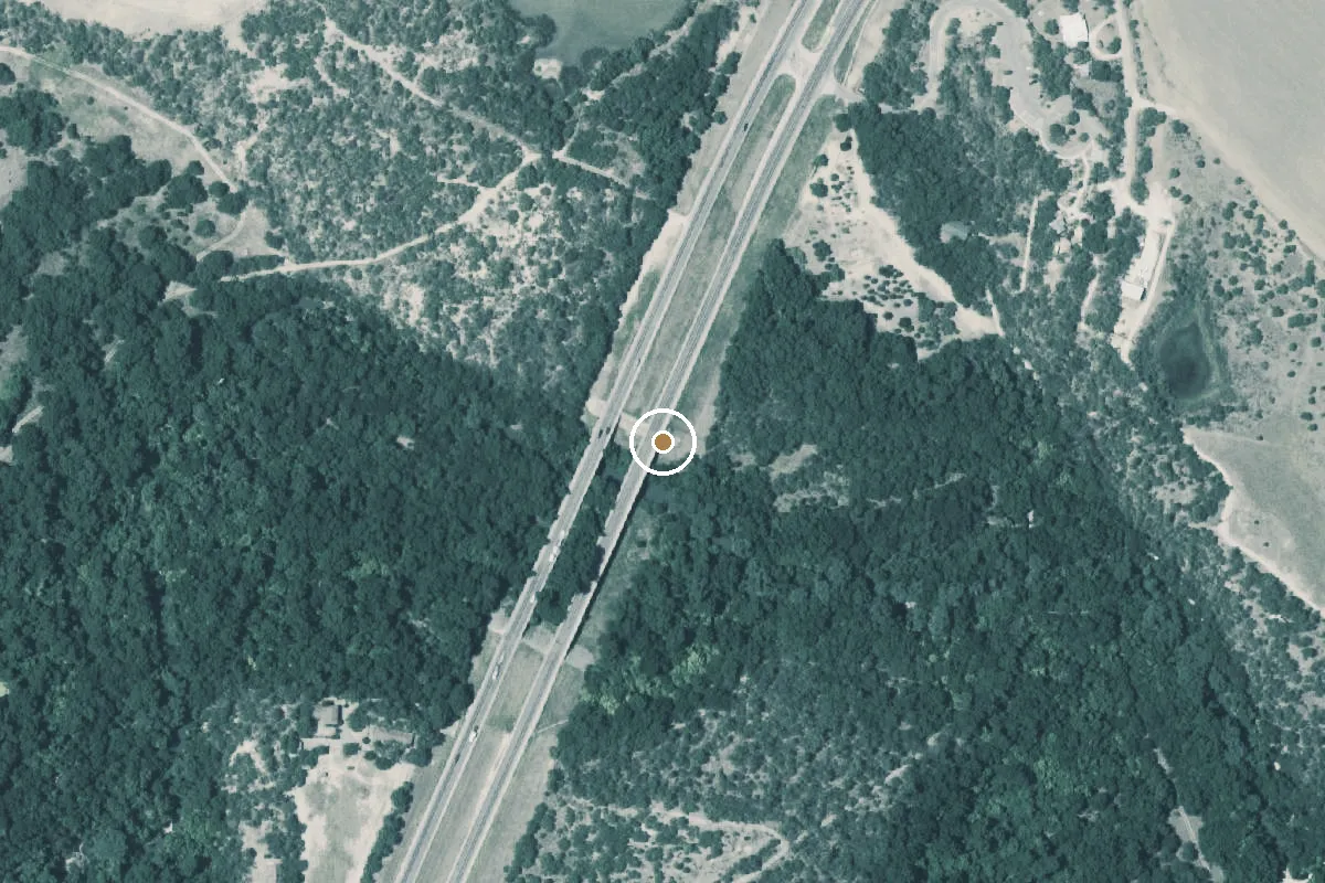 Aerial view of Medina River Natural Area Boat Ramp