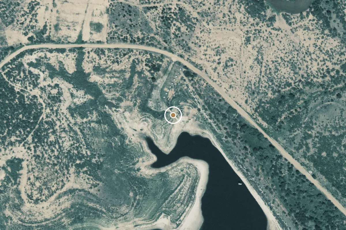 Aerial view of North Baylor Lake Park and Campground Boat Ramp