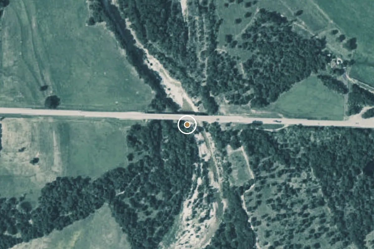 Aerial view of North Bosque River Boat Ramp