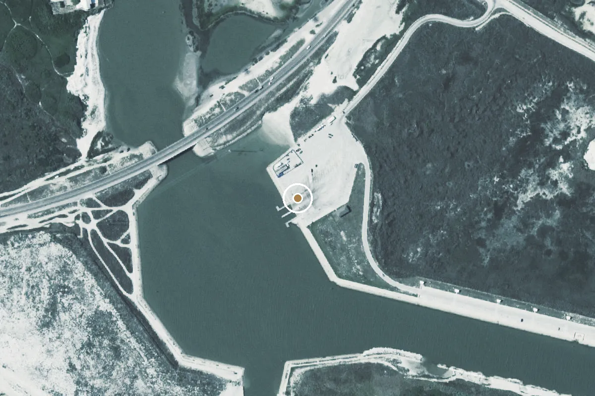 Aerial view of Packery Channel City Park Boat Ramp