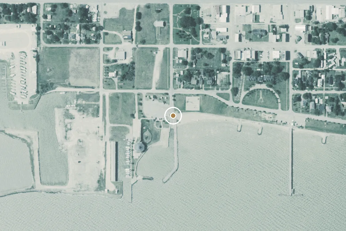 Aerial view of Palacious Bay Beach Boat Ramp