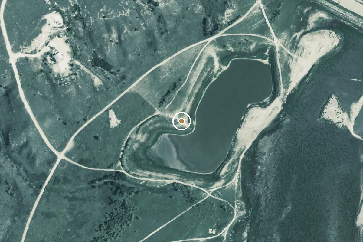 Aerial view of Palo Duro Reservoir North Low Water Boat Ramp