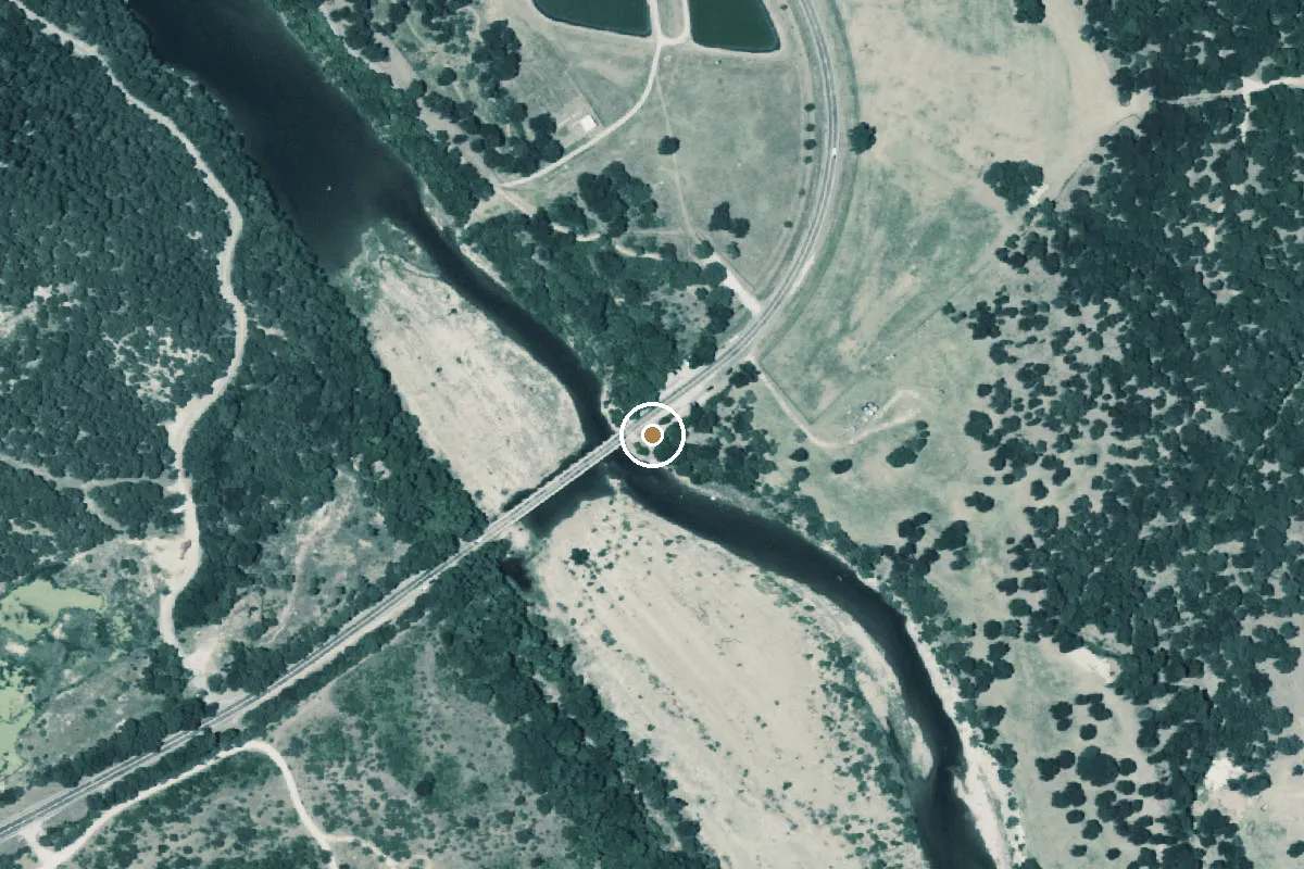 Aerial view of Possum Kingdom Fish Hatchery Boat Ramp