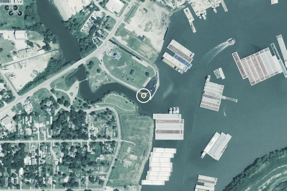 Aerial view of River Terrace Park Boat Ramp