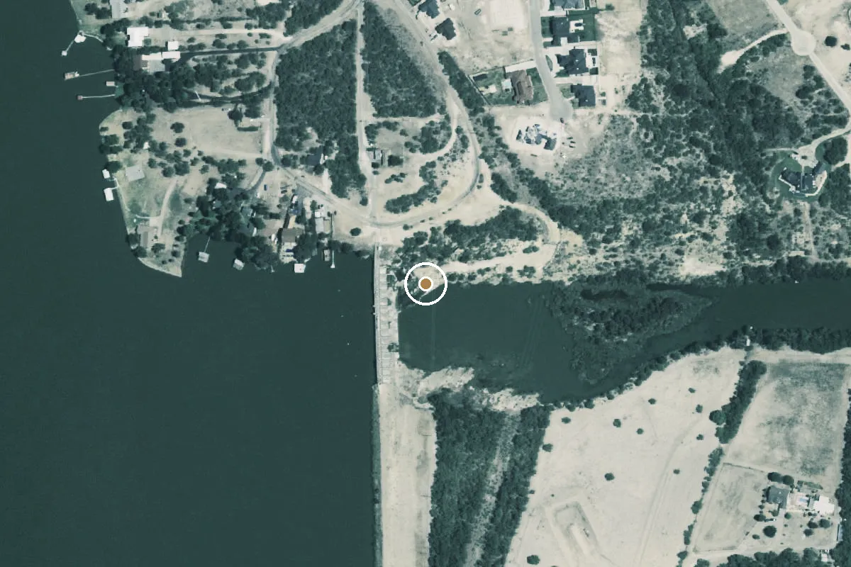 Aerial view of South Concho River Boat Ramp