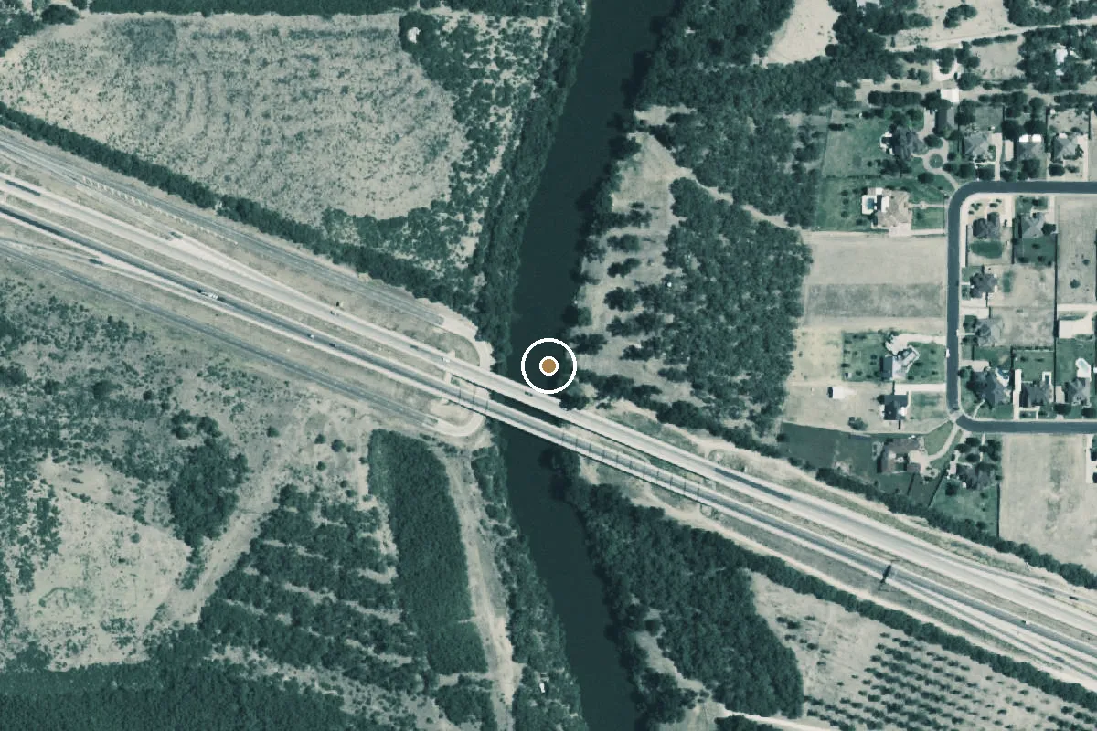 Aerial view of South Concho River Boat Ramp