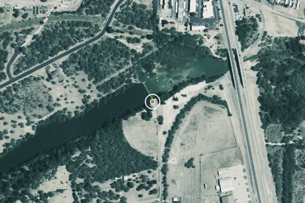 Aerial view of South Concho River Boat Ramp