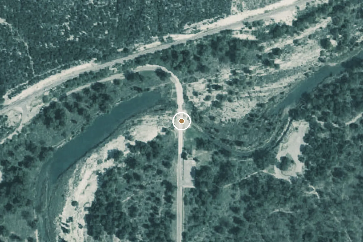 Aerial view of South Llano River State Park Boat Ramp