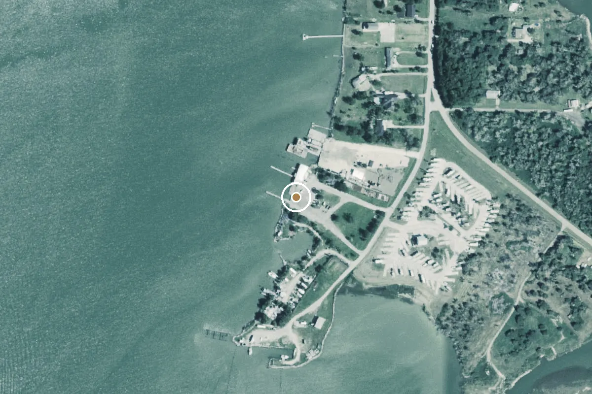 Aerial view of Tabbs Bay Boat Ramp