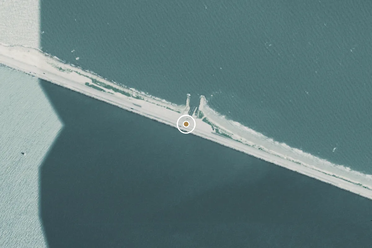 Aerial view of Texas City Dike Boat Ramp