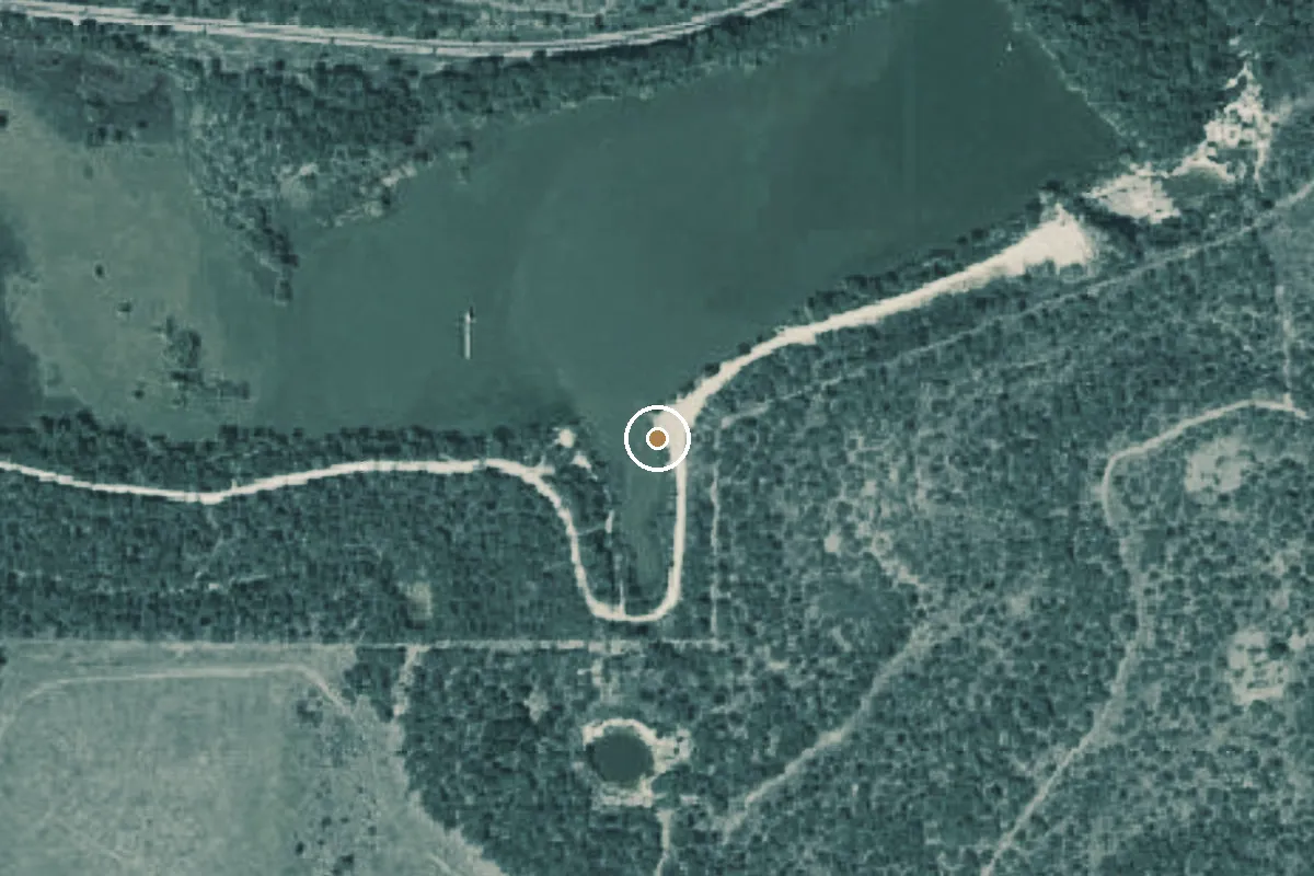 Aerial view of Texas & Pacific Lake Boat Ramp