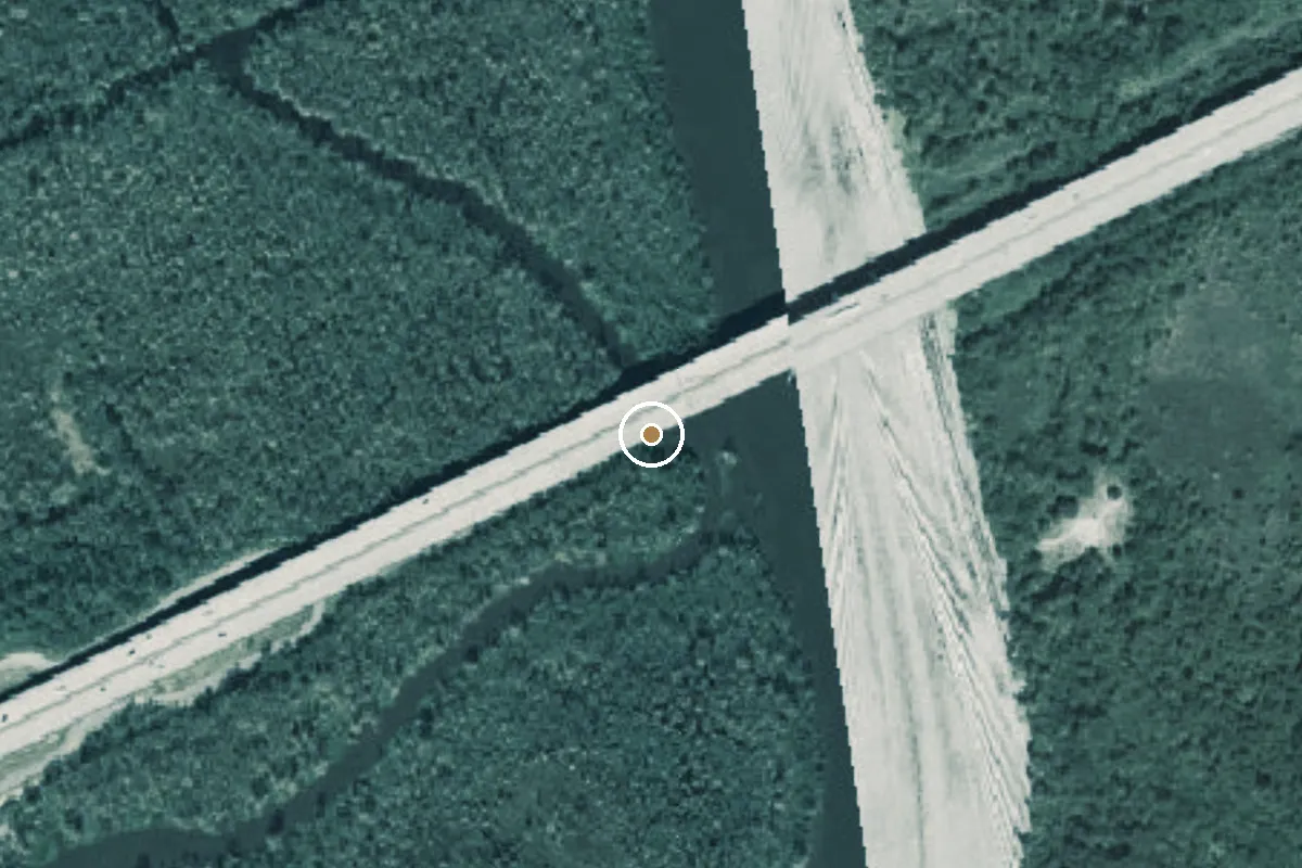 Aerial view of Tony Houseman/Blue Elbow Swamp Wildlife Management Area Boat Ramp