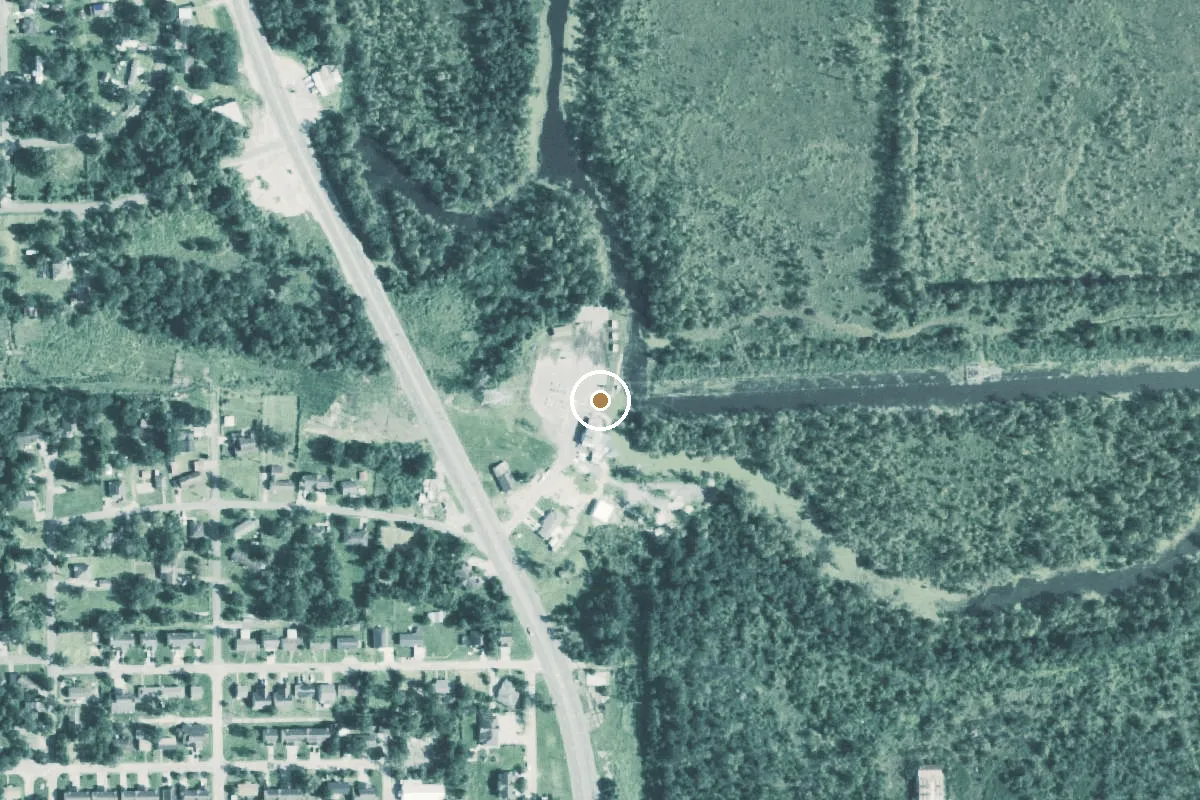 Aerial view of Tony Houseman/Blue Elbow Swamp Wildlife Management Area Boat Ramp