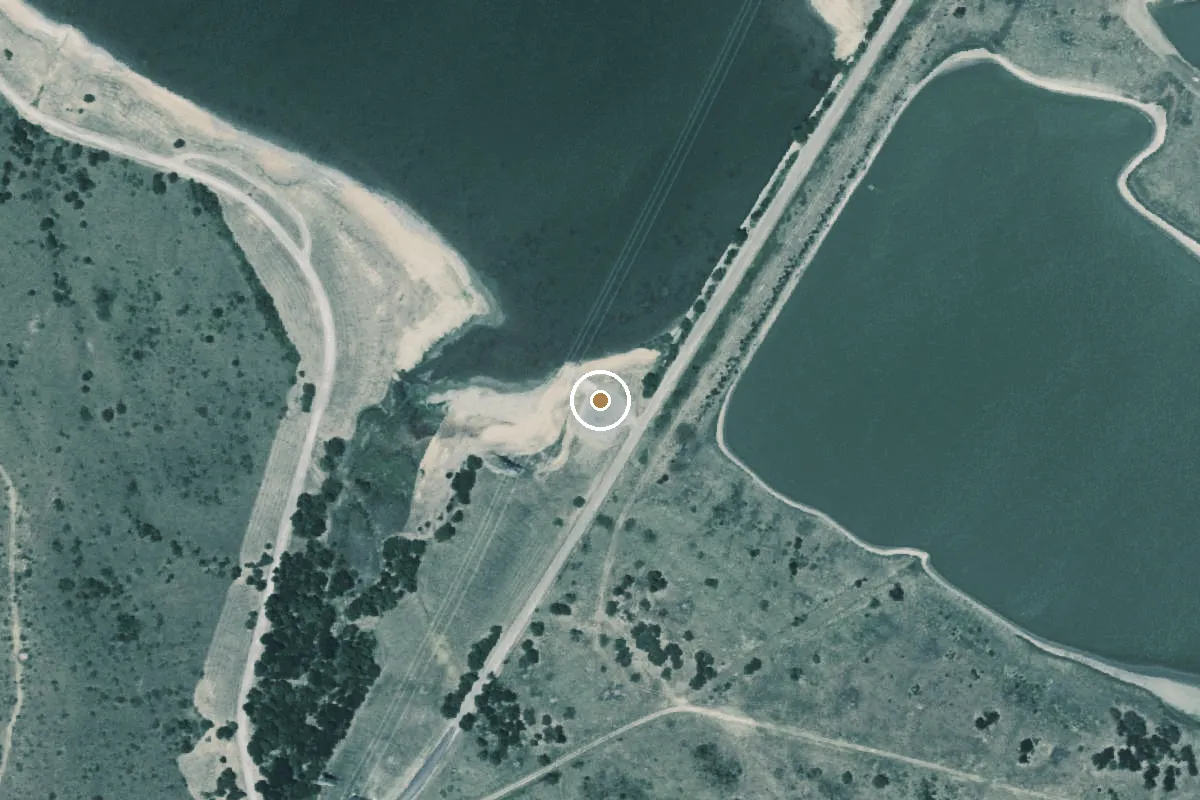 Aerial view of Tradinghouse Creek Reservoir Boat Ramp