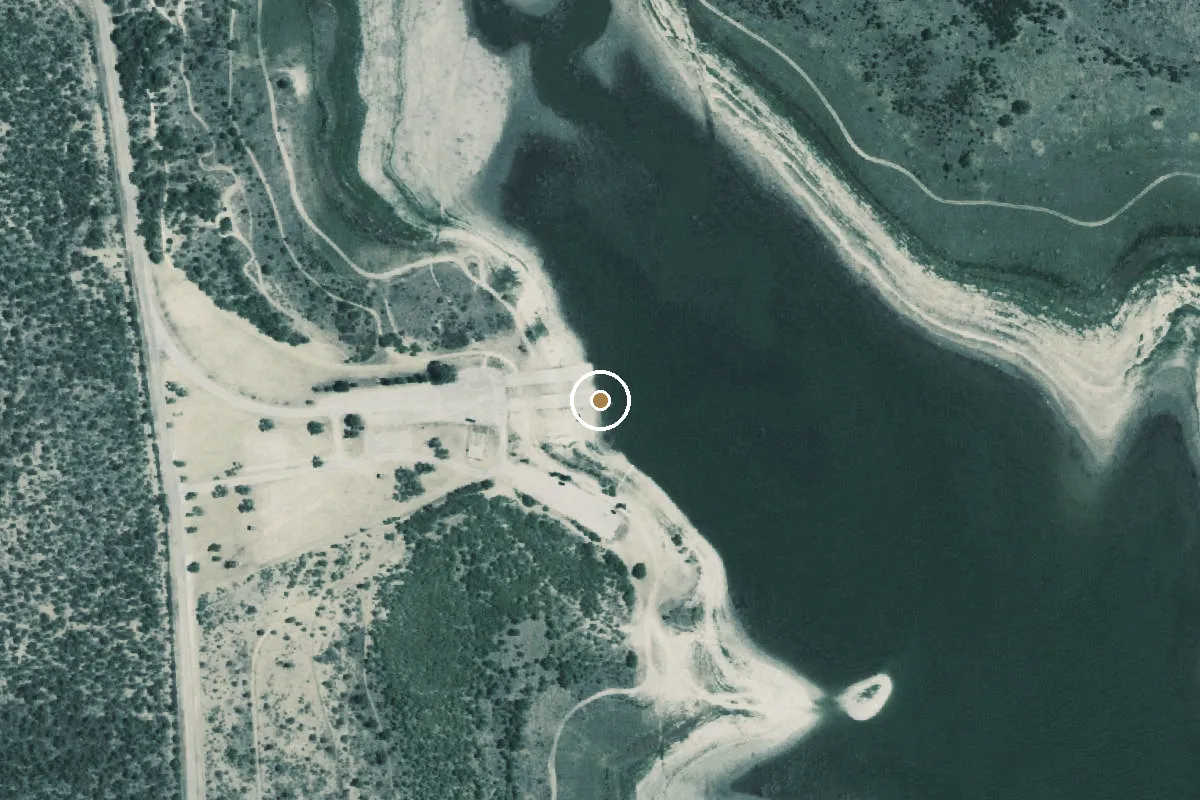 Aerial view of Twin Buttes Reservoir Boat Ramp