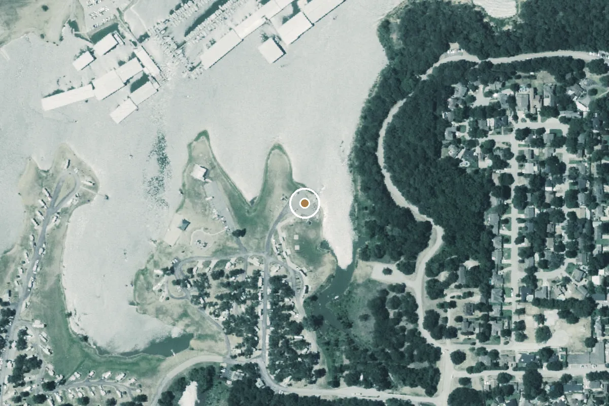 Aerial view of Vineyards Campgrounds Boat Ramp