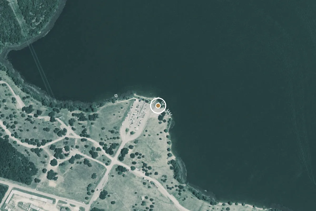 Aerial view of Walter E. Long Metropolitan Park Boat Ramp