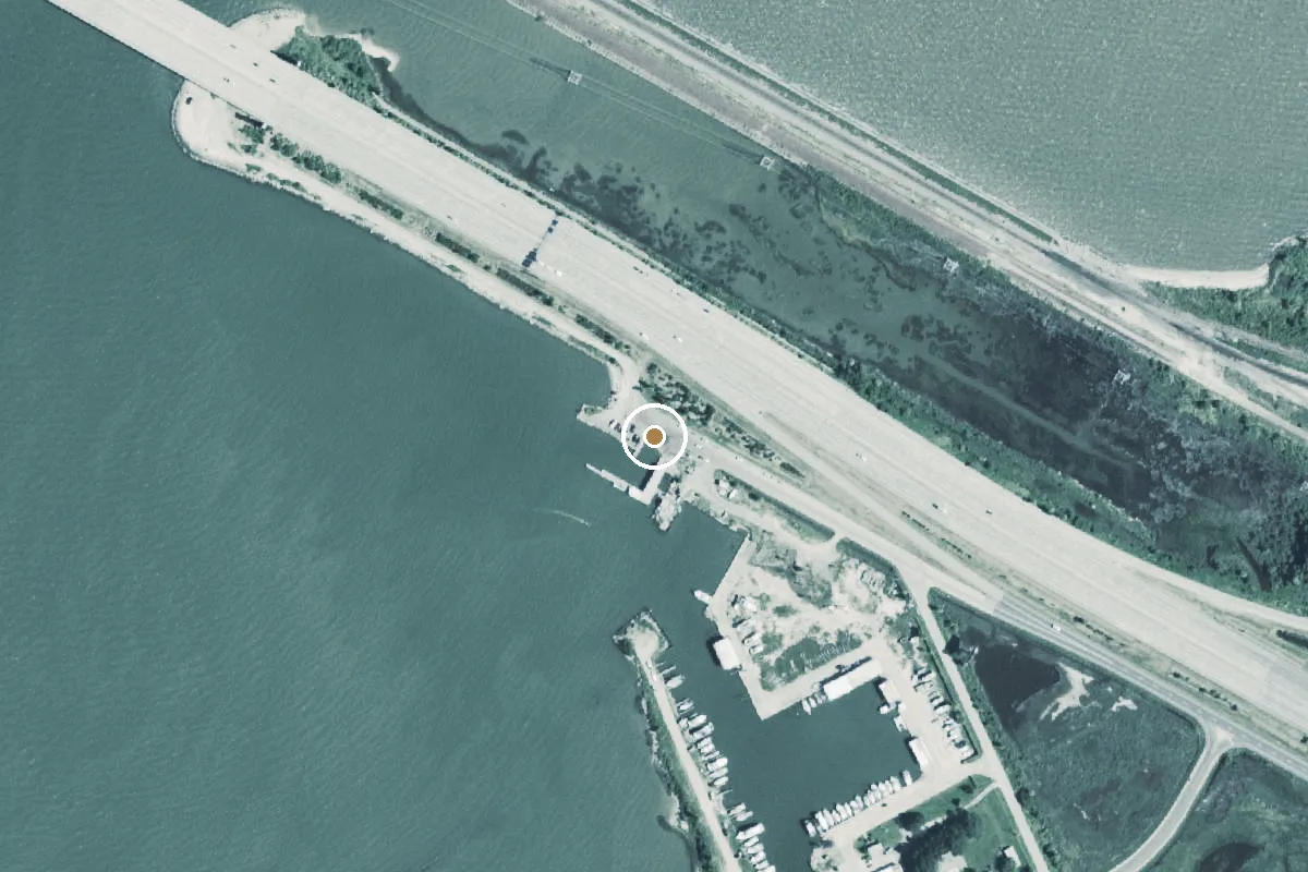 Aerial view of West Bay Boat Ramp