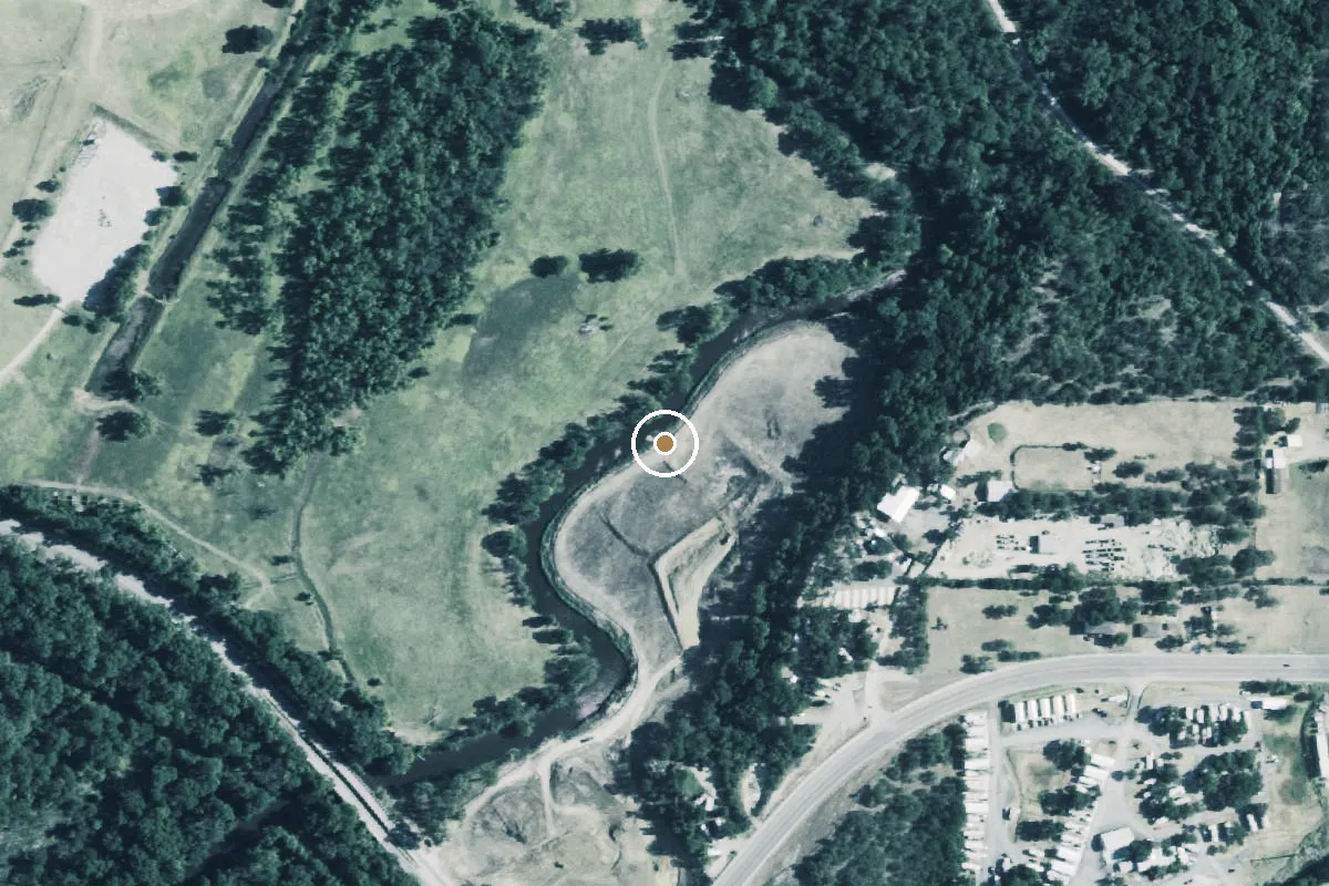 Aerial view of West Fork of the Trinity River Boat Ramp