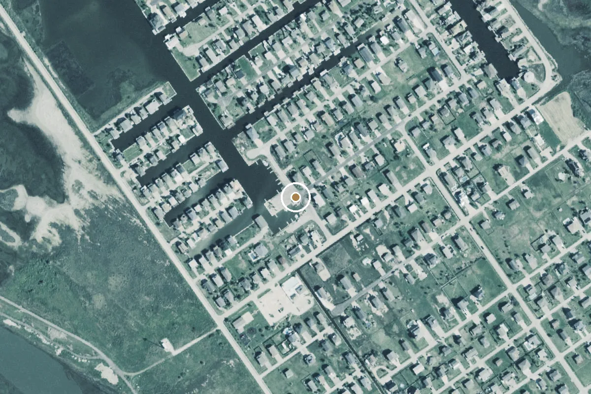 Aerial view of West Galveston Bay Boat Ramp