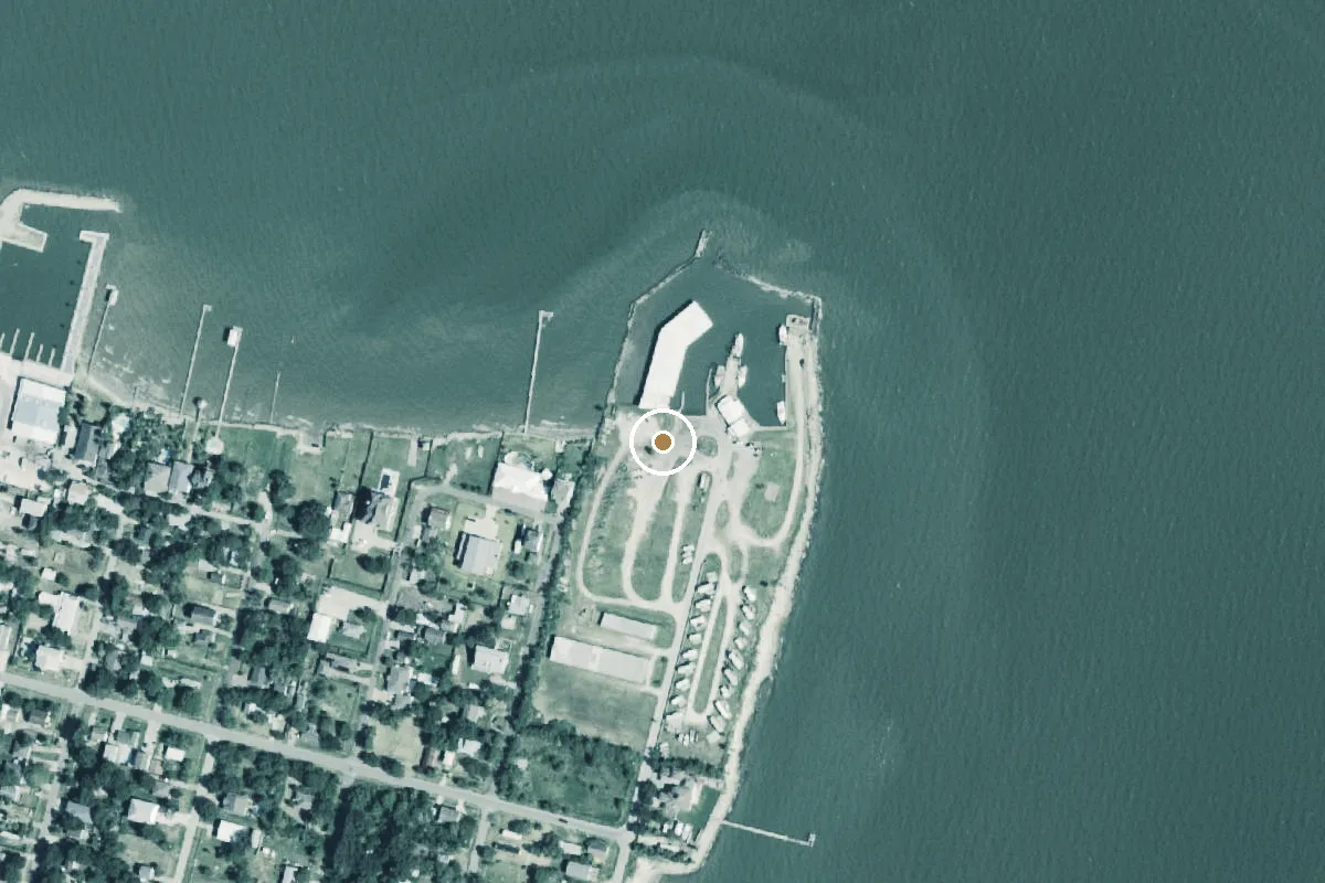 Aerial view of West Shoreline Galveston Bay Boat Ramp