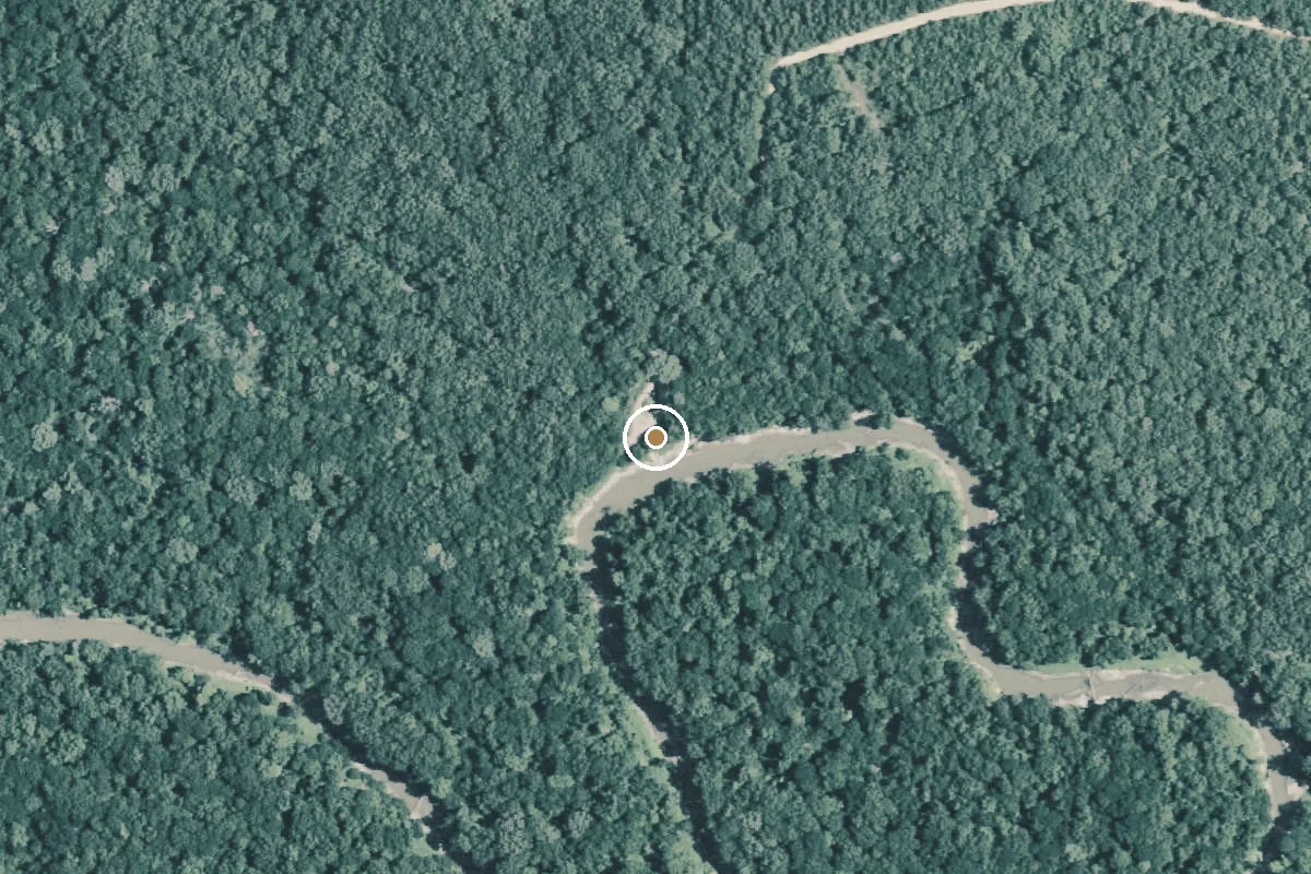 Aerial view of White Oak Creek Wildlife Management Area Boat Ramp