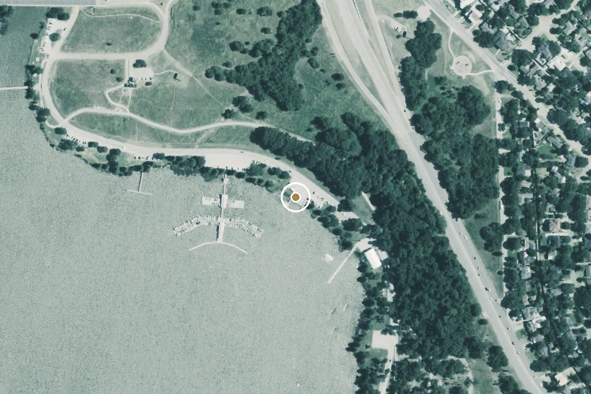 Aerial view of White Rock Lake Park Boat Ramp