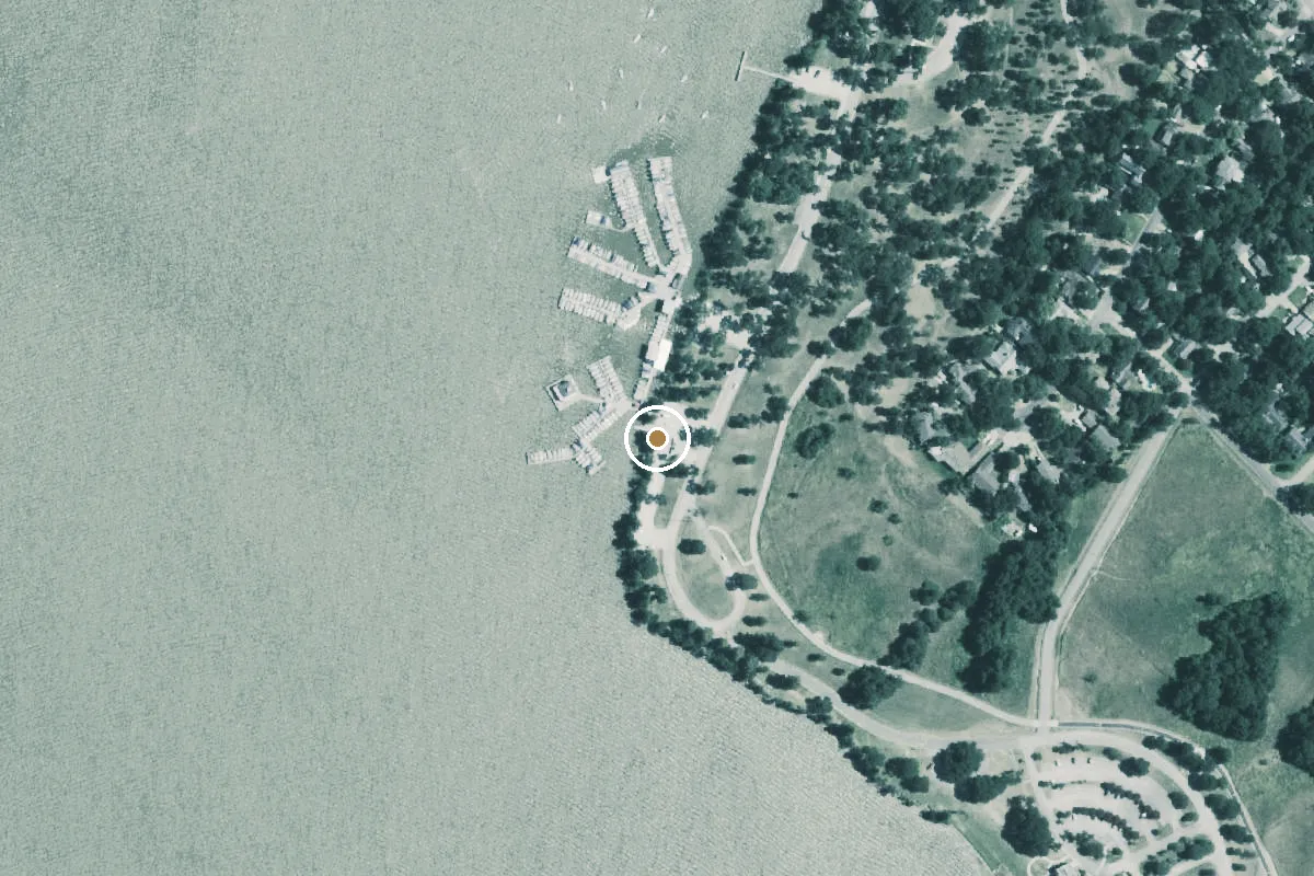 Aerial view of White Rock Lake Park Boat Ramp