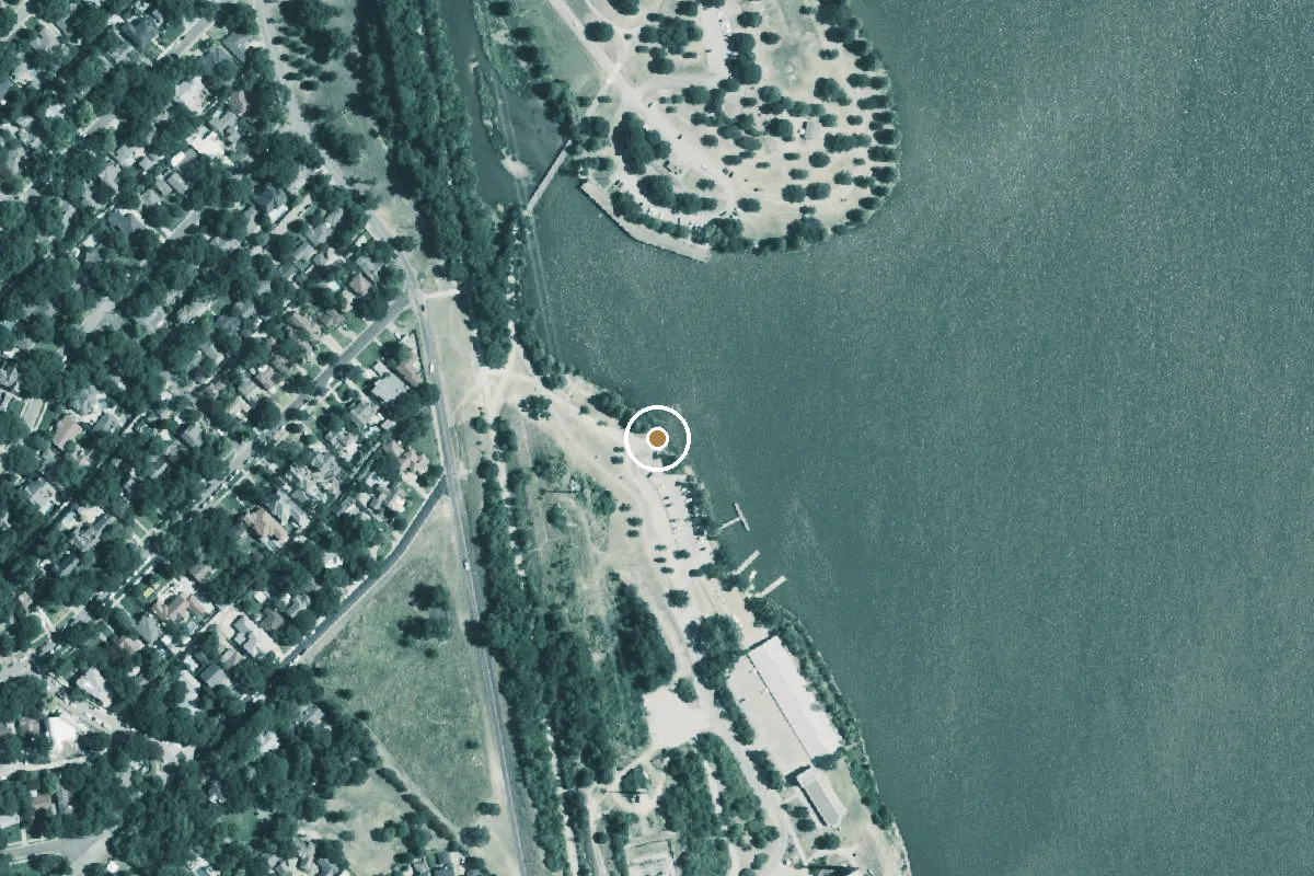 Aerial view of White Rock Lake Park Boat Ramp