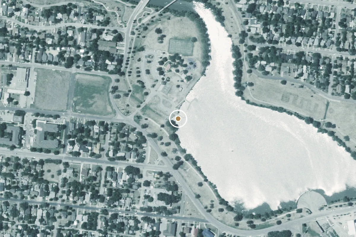 Aerial view of Woodlawn Lake Park Boat Ramp